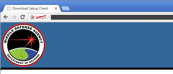 The Missile Defense Agency operates a remote access service which uses a SHA-1 signed certificate, making it vulnerable to impersonation and man-in-the-middle attacks.
