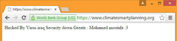 A World Bank Group website hacked by "Virus iraq".