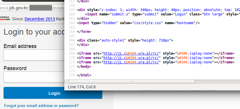 The PayPal attack also attempted to inject drive-by malware via iframes. This component of the attack did not work, as the domain used for the malware delivery has been sinkholed.