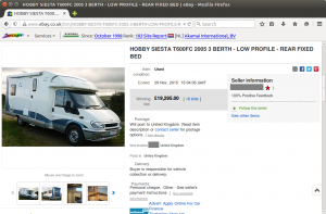 A legitimate eBay auction that ended three months ago. The details of this motorhome auction were reused in one of this week's fraudulent listings.