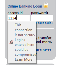 http://www.communitybankoffitz.com displays a padlock on its login form, but Firefox 52 reveals the true situation.