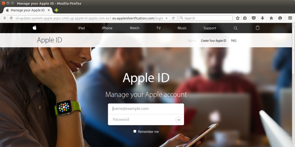 An Apple ID phishing site currently hosted by Offshore Racks in Panama.