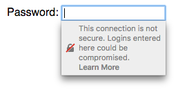Mozilla Firefox's warning when selecting a password form field on a non-secure HTTP site