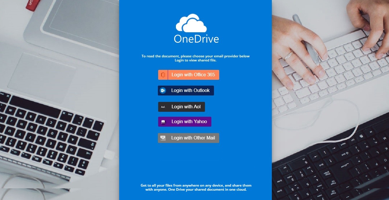 Phishing attack impersonating Microsoft OneDrive which victims arrive at in the belief they will receive advice about their job