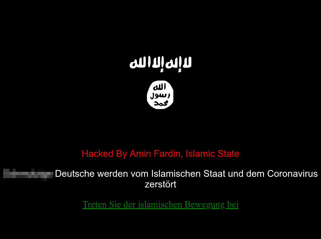 ISIS-inspired web defacement with a Coronavirus twist