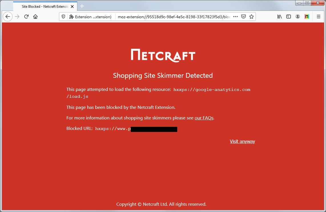 Protection against Shopping Site Skimmers with the Netcraft Extension