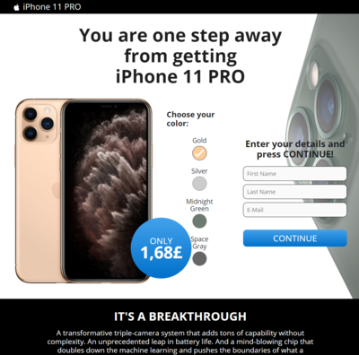 Competition draw page for a new iPhone