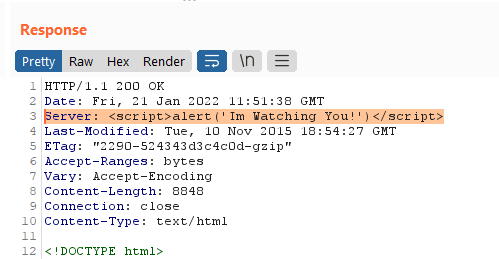 Screenshot of raw HTTP response headers.