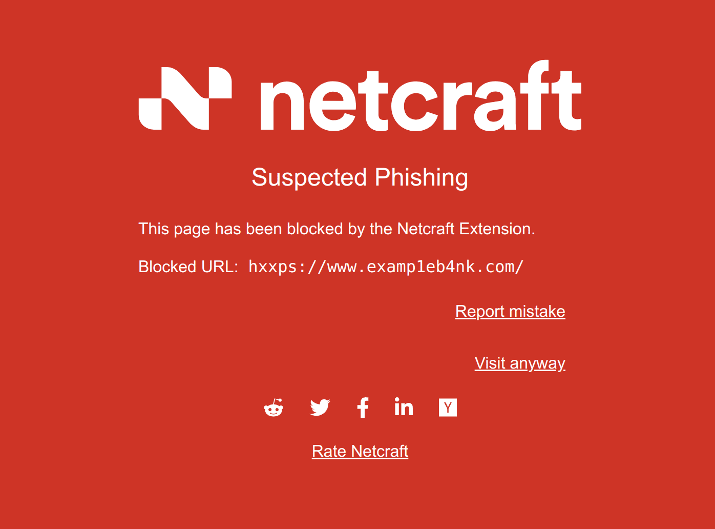 Screenshot of Netcraft blocking extension