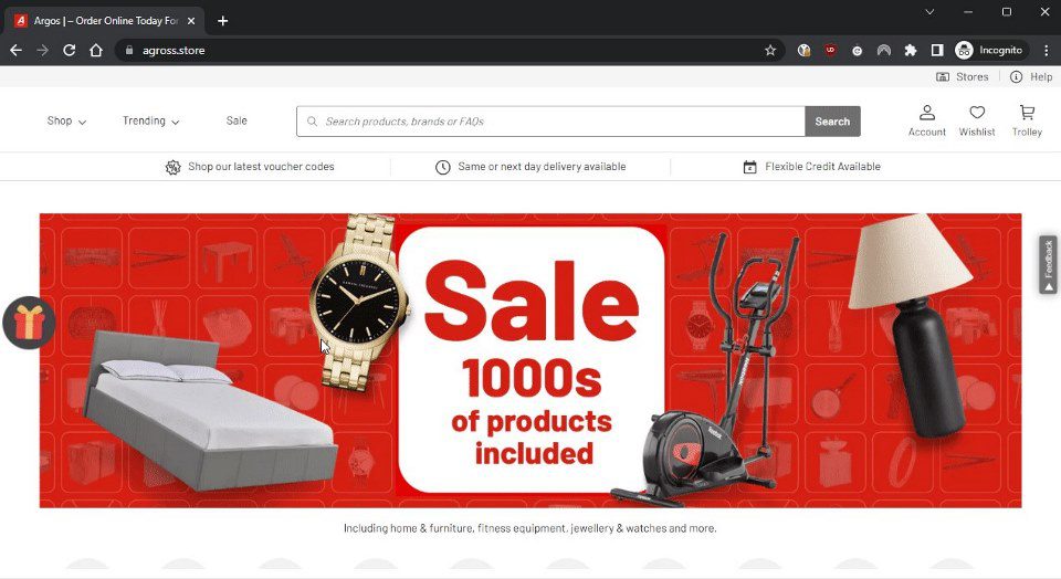 A screenshot of a fake shop website