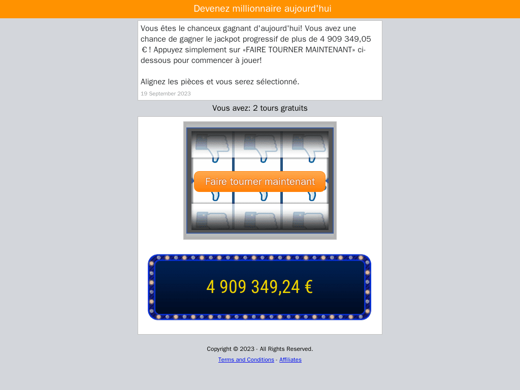 Affiliate marketing scam hosted on maxbounty[.]ai