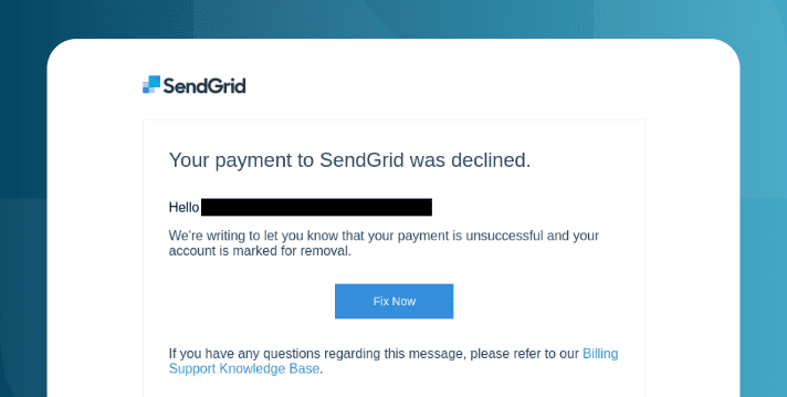 Sendgrid phishing mail screenshot